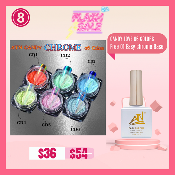 FS08 Set Chrome Candy Love 6 Pcs Free 01 Easy Chrome Base 15ml