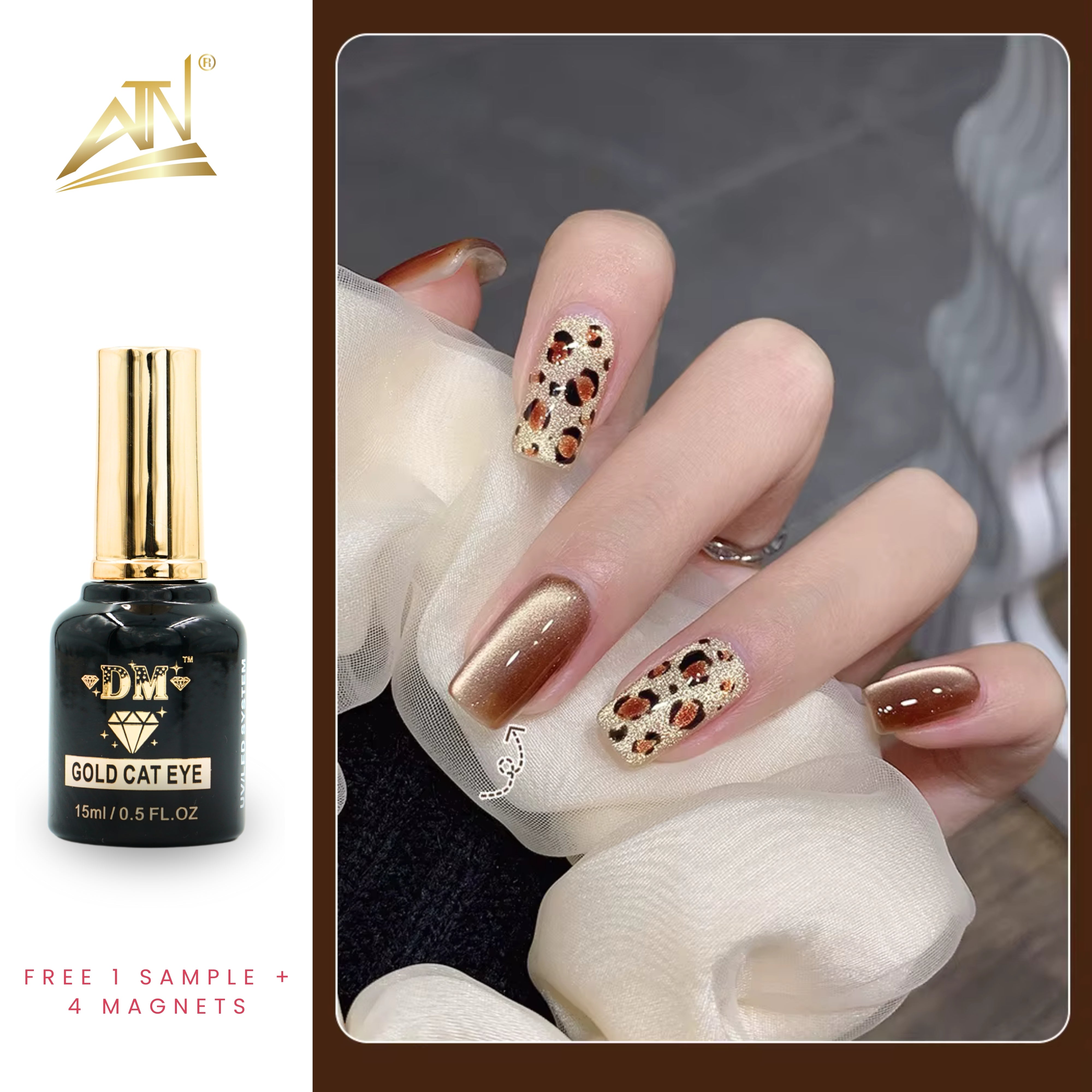Gold Cat Eye Gel Polish - Set 24 colors | DM Collection