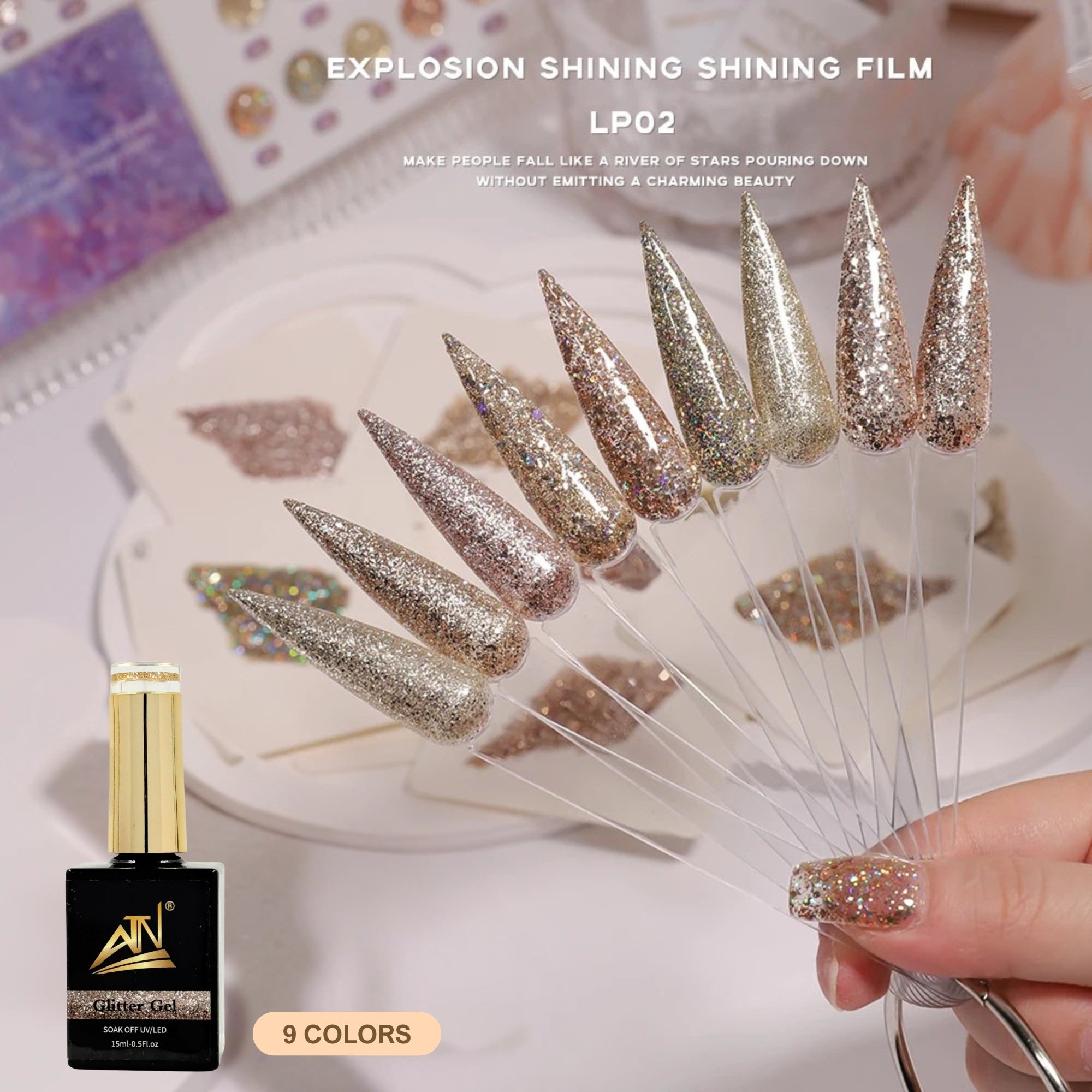 ATN GEL POLISH _ HOLOGRAPHIC GLITTER SUPER SHINE - 9 colors
