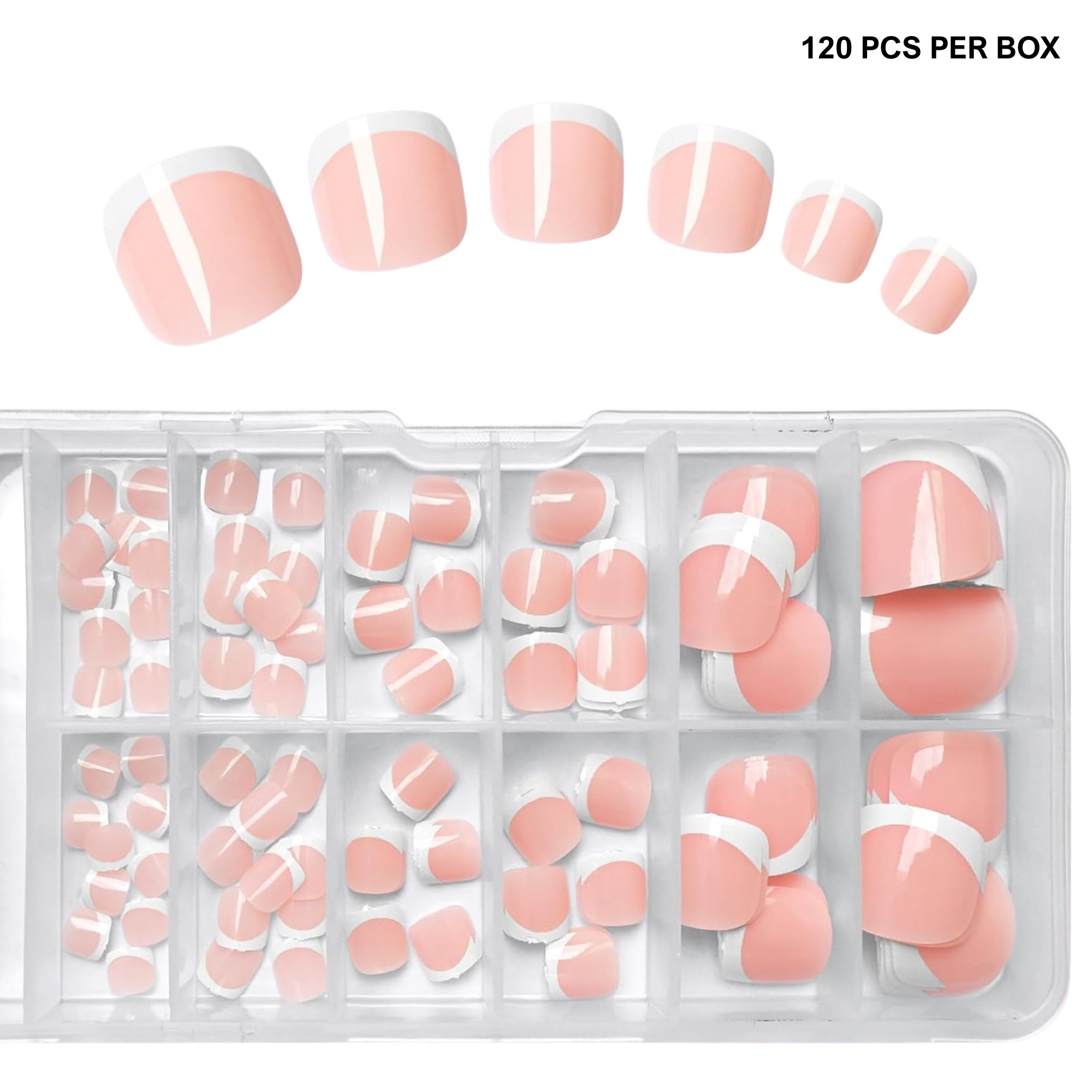 120pc French Tips Press on Toe nails