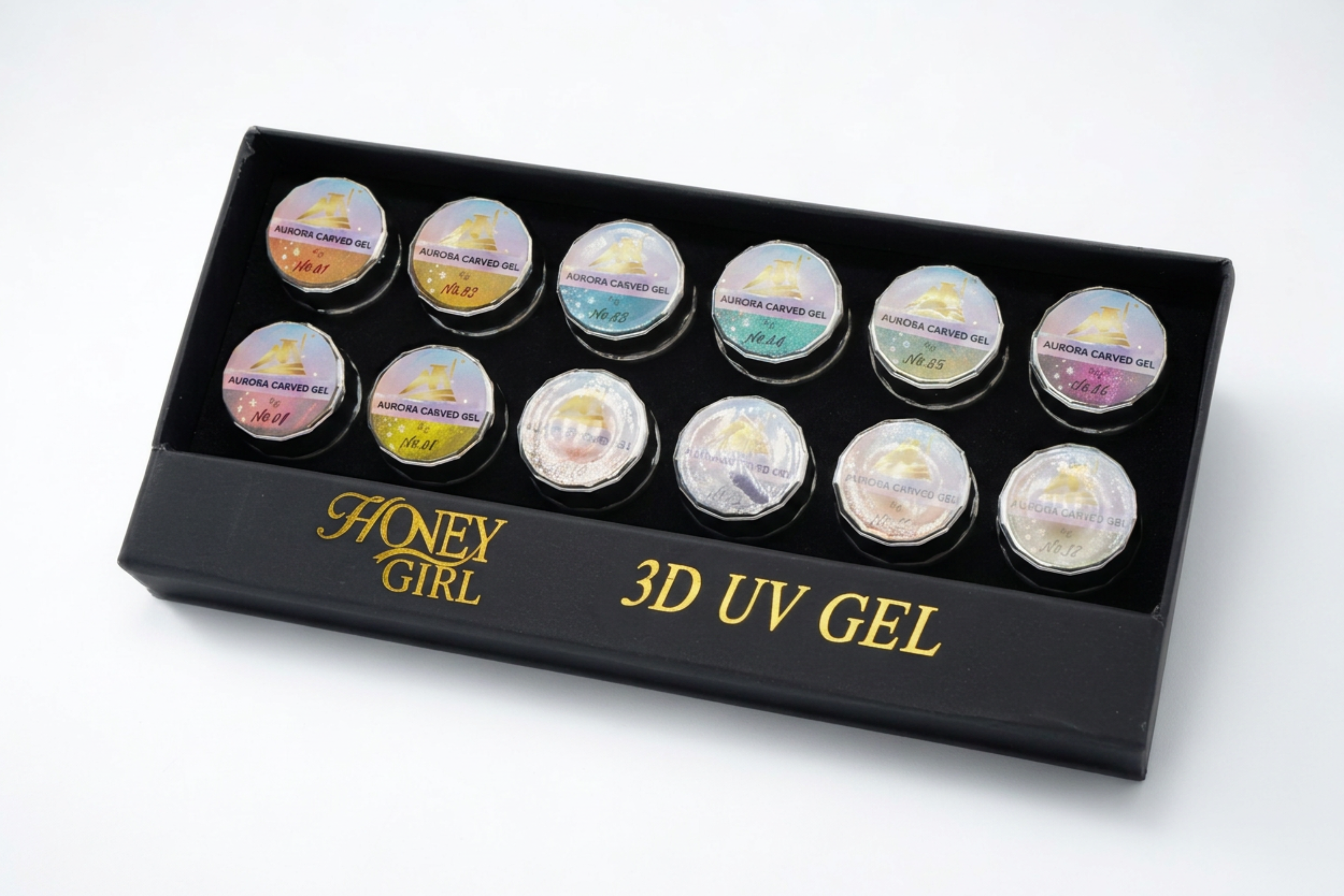 Honey Girl 3D UV Gel - Aurora Carved Gel Set (12 Colors)
