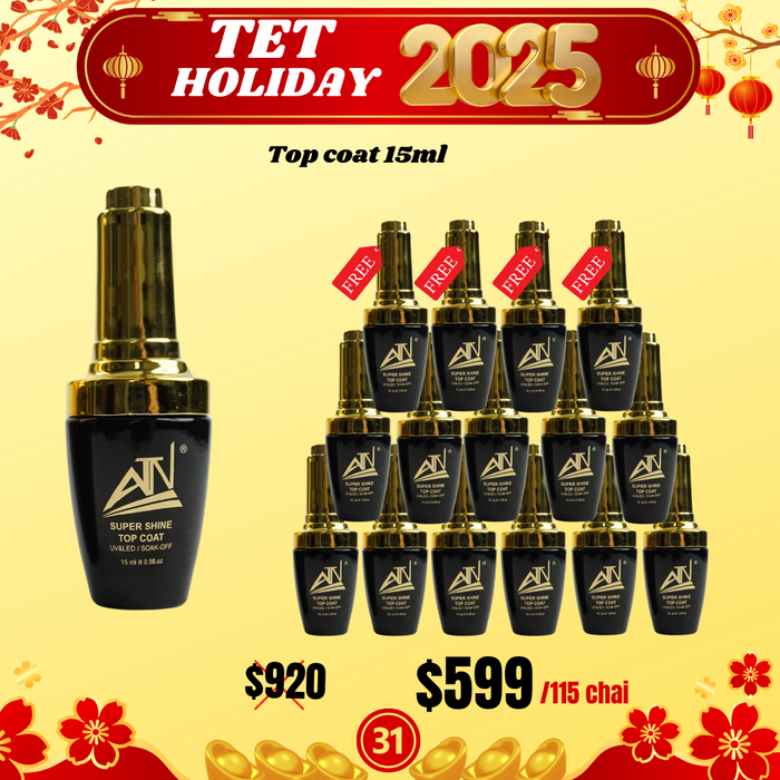 Tet Holiday 2025 - Topcoat 15ml Buy 100 Bottles Get 15 Bottles FREE