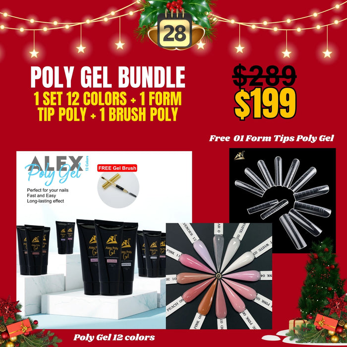 Poly Gel Bundle | 1 Set 12 Colors + 1 Form Tip Poly + 1 Brush Poly