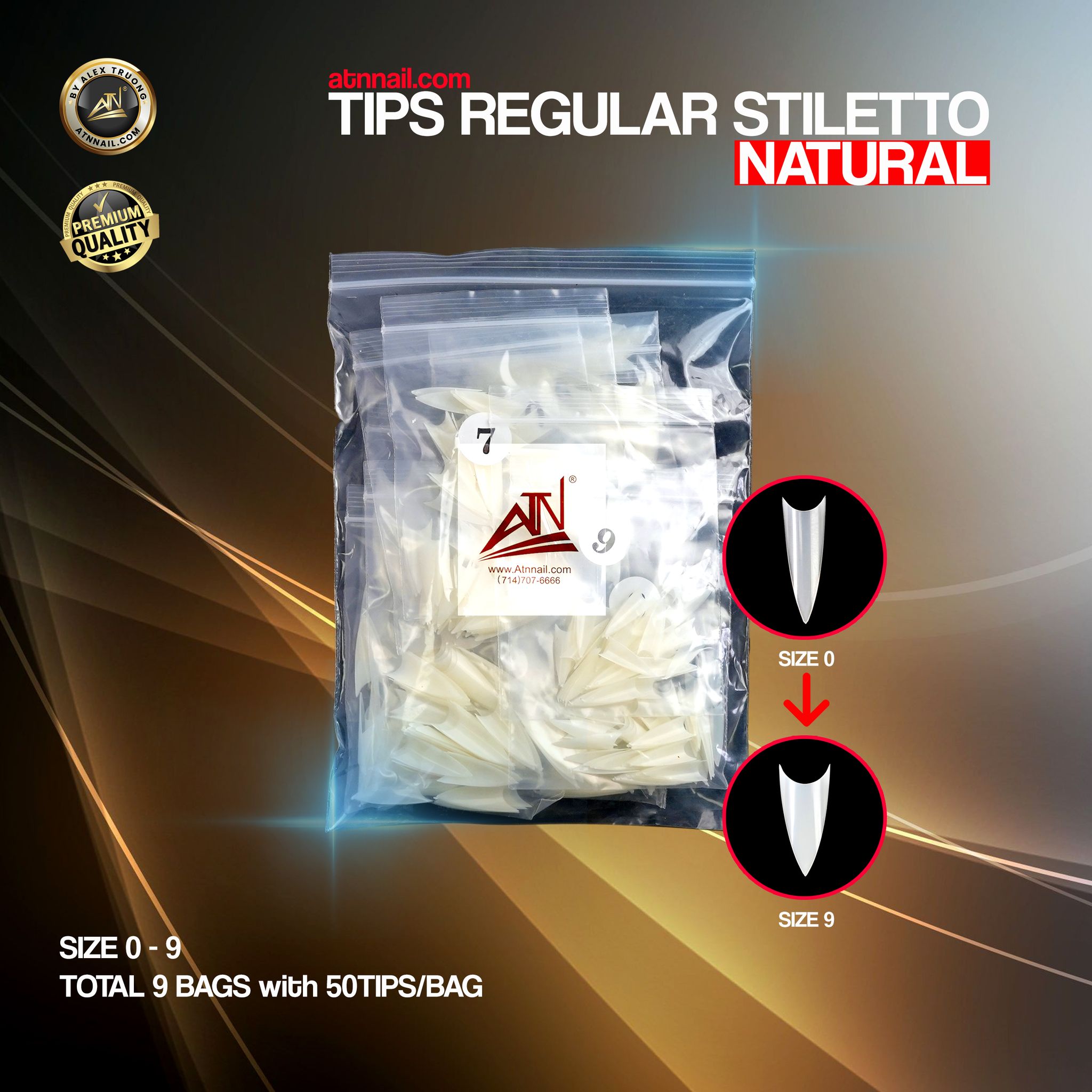 Regular Stiletto Nail Tips (0-9)