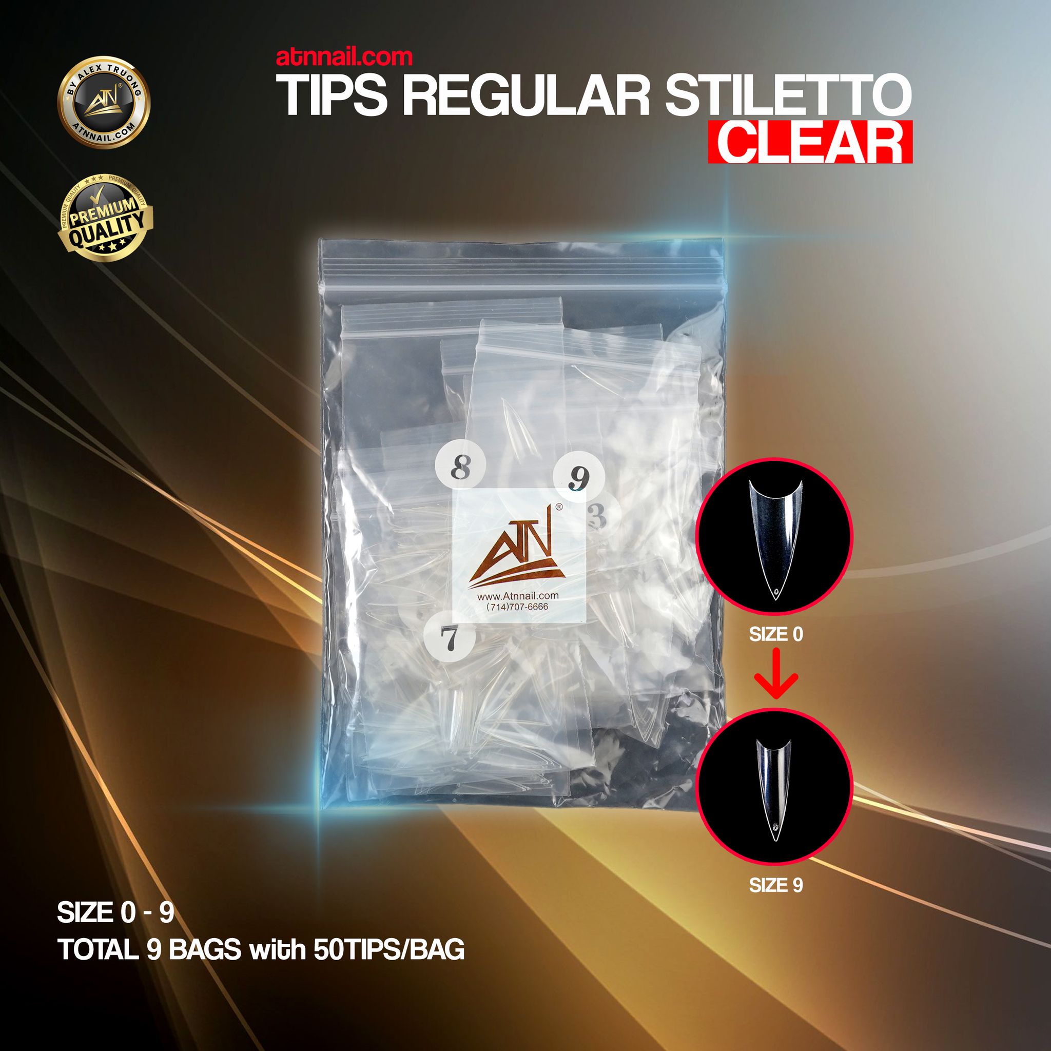 Regular Stiletto Nail Tips (0-9)