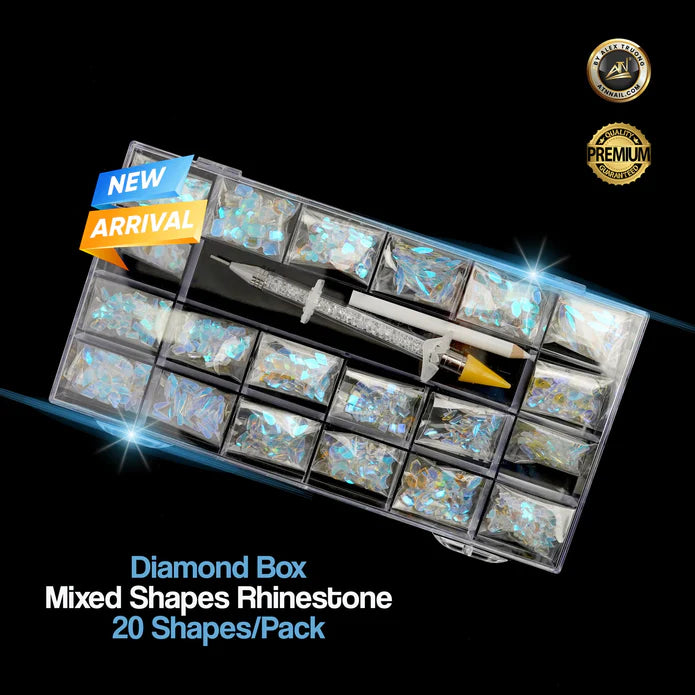 Hộp kim cương mới - Đá Rhinestone nhiều hình dạng | 20 hình dạng/gói