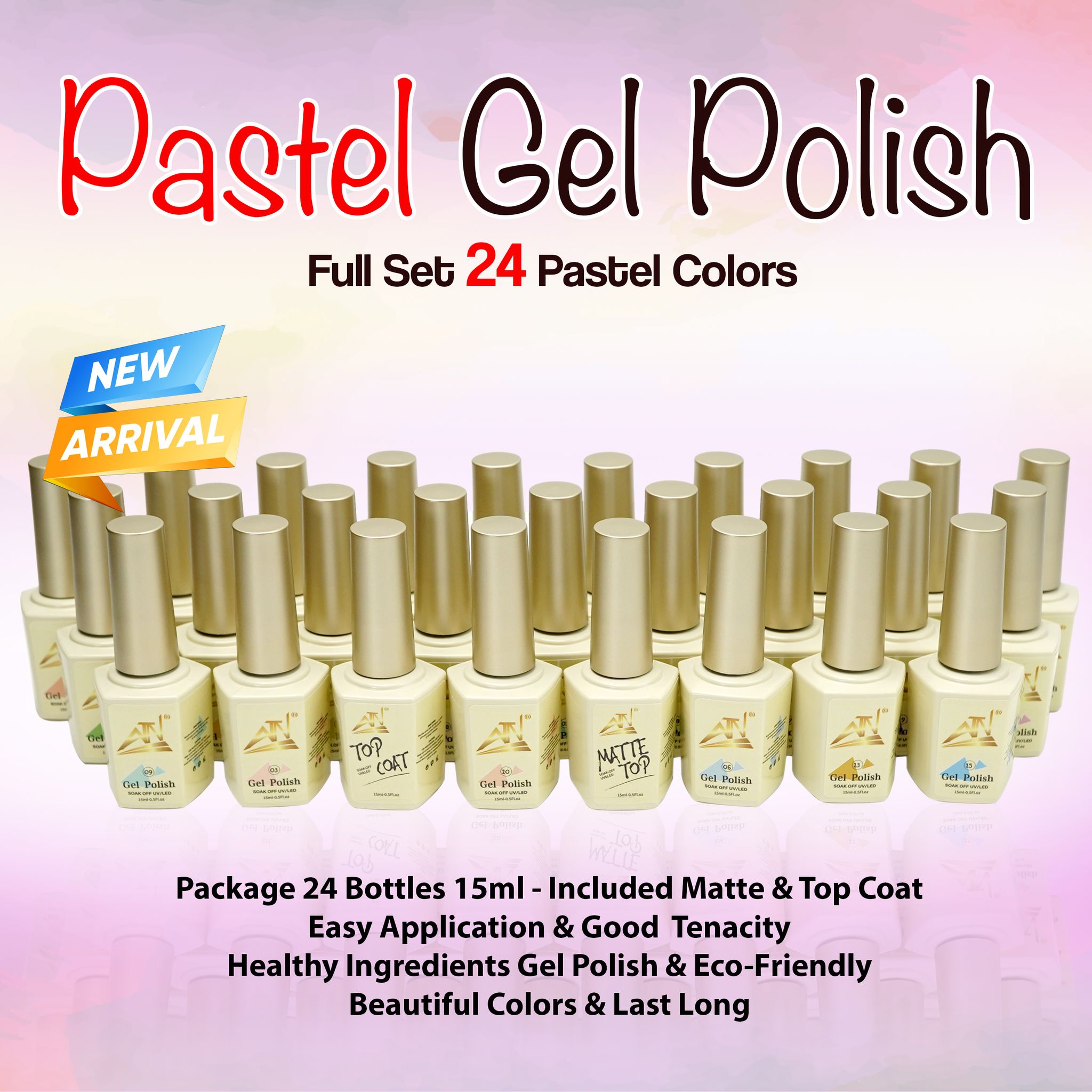 ATN Pastel Gel Polish - Set 24 Colors