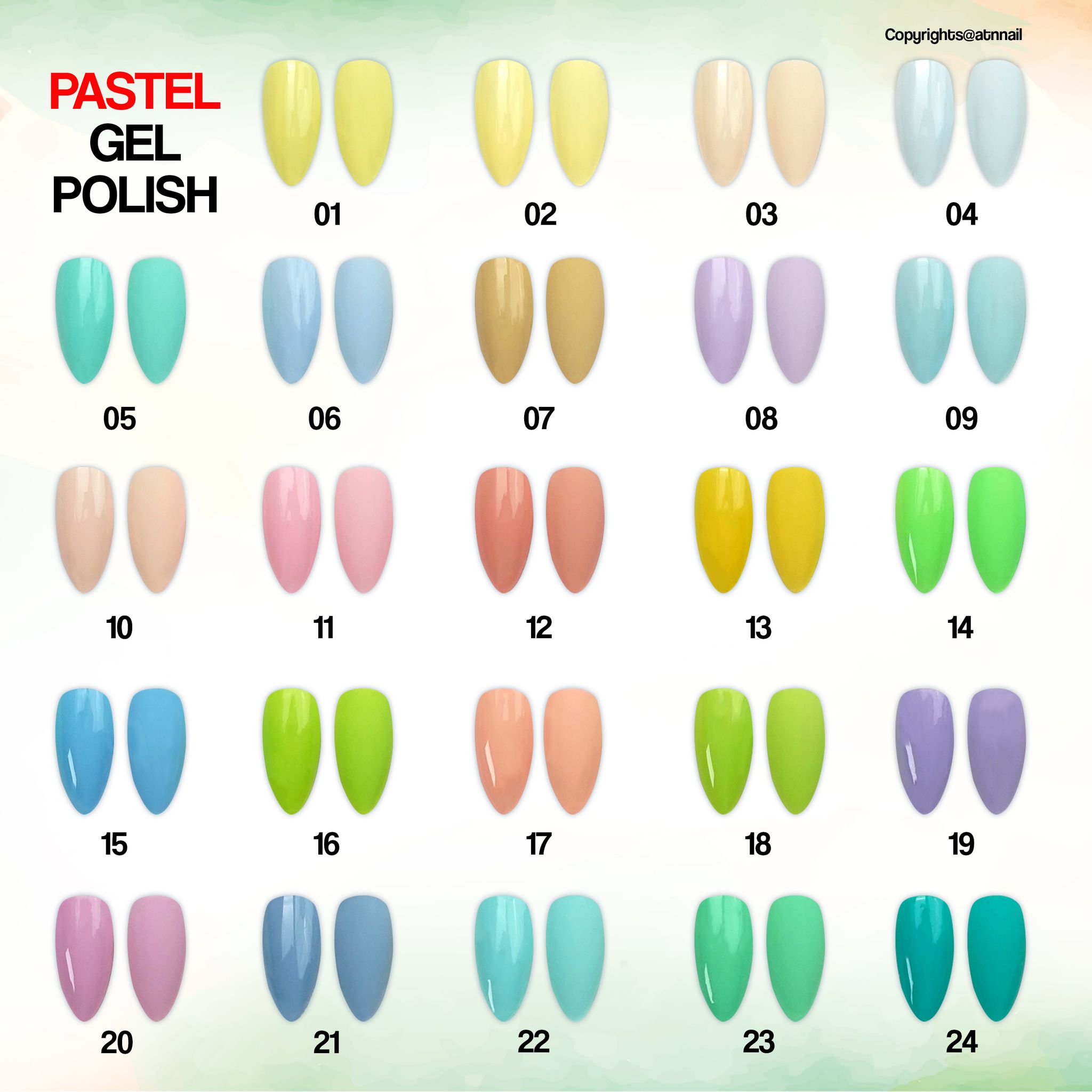 ATN Pastel Gel Polish - Set 24 Colors