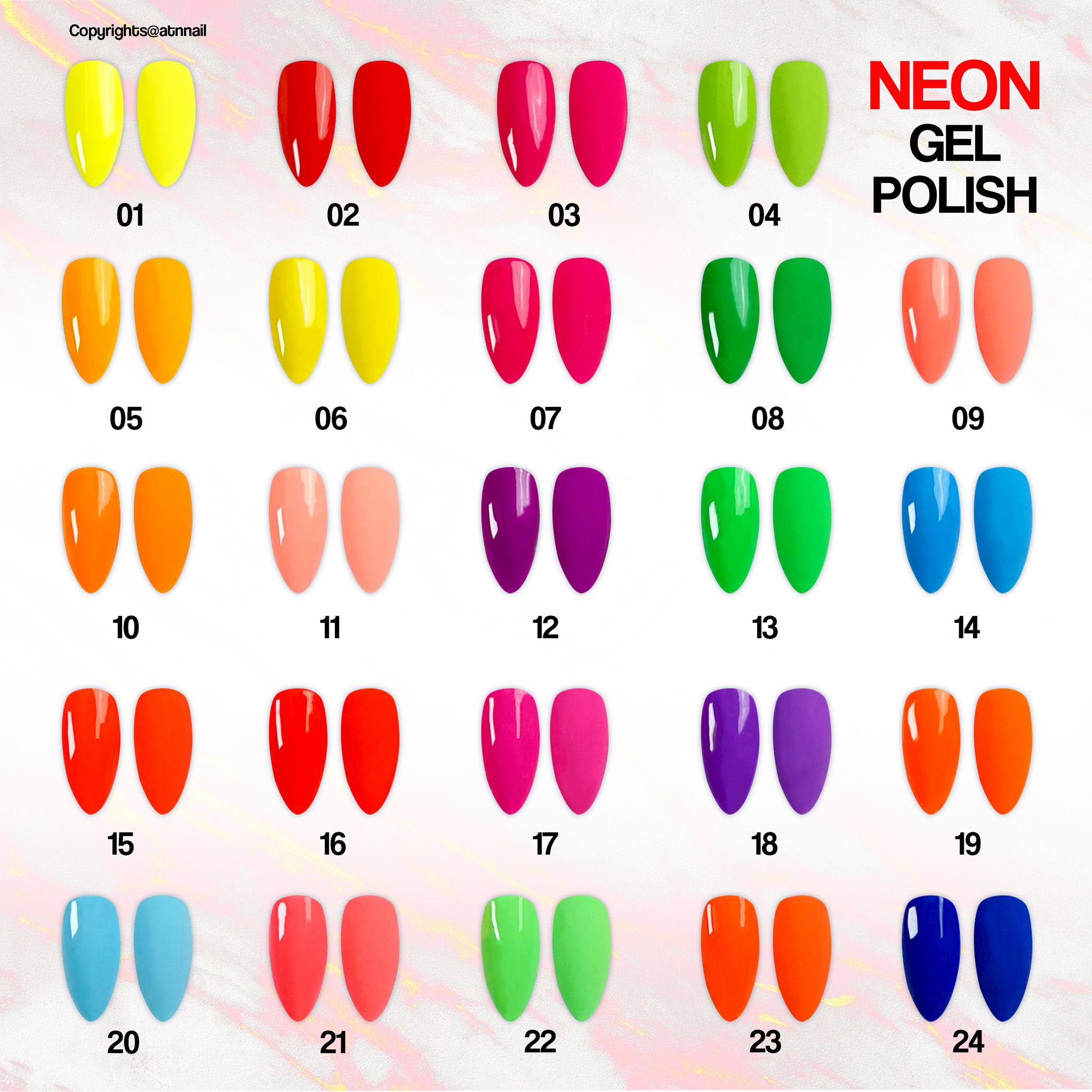 ATN Neon Gel Polish - Set 24 Colors