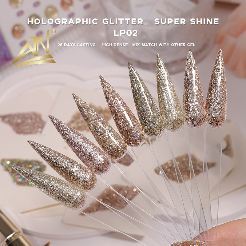 ATN Holographic Glitter Gel Polish - Set 9 Colors