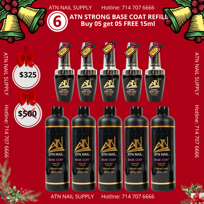 CHRISTMAS SALE 2023- ATN STRONG BASE COAT REFILL- BUY 5 GET 05 FREE 15ML (6)