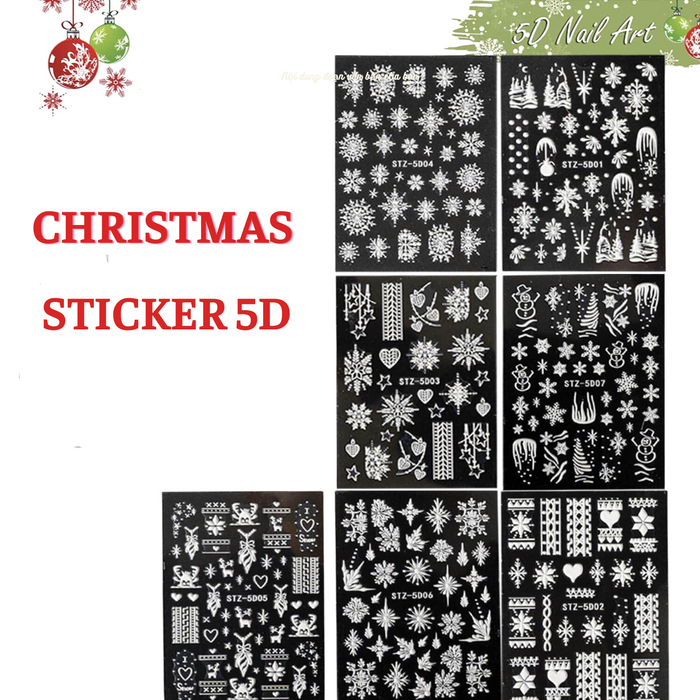 STICKER - 5D CHRISTMAS WHITE | Set 7 Pcs