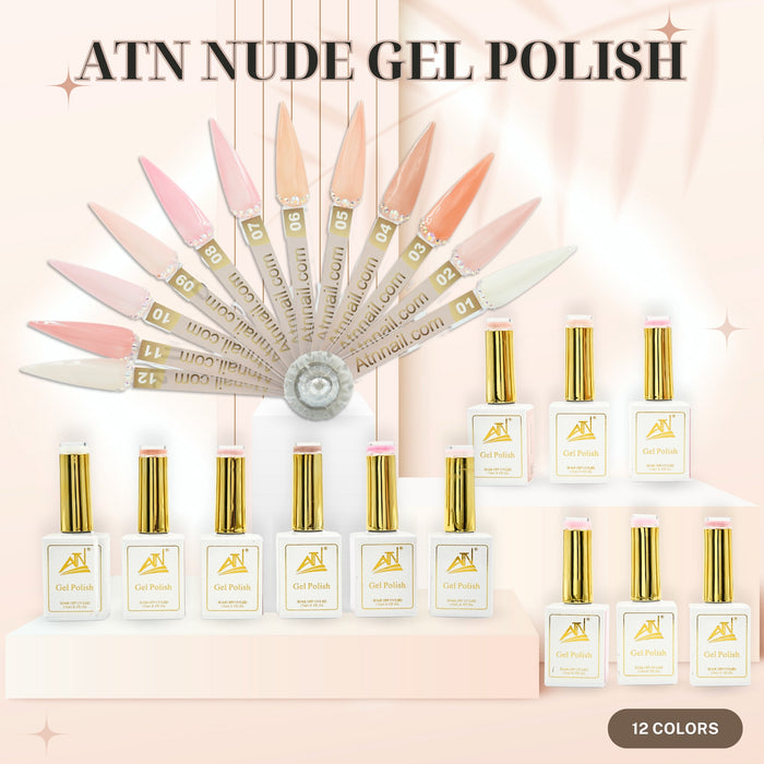 ATN GEL POLISH - 12 BEAUTIFUL NUDE COLORS