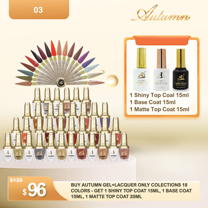 Mid-Autumn Festival – Buy Autumn Gel + Lacquer Collection 18 Colors, Get Free Top & Base Coats