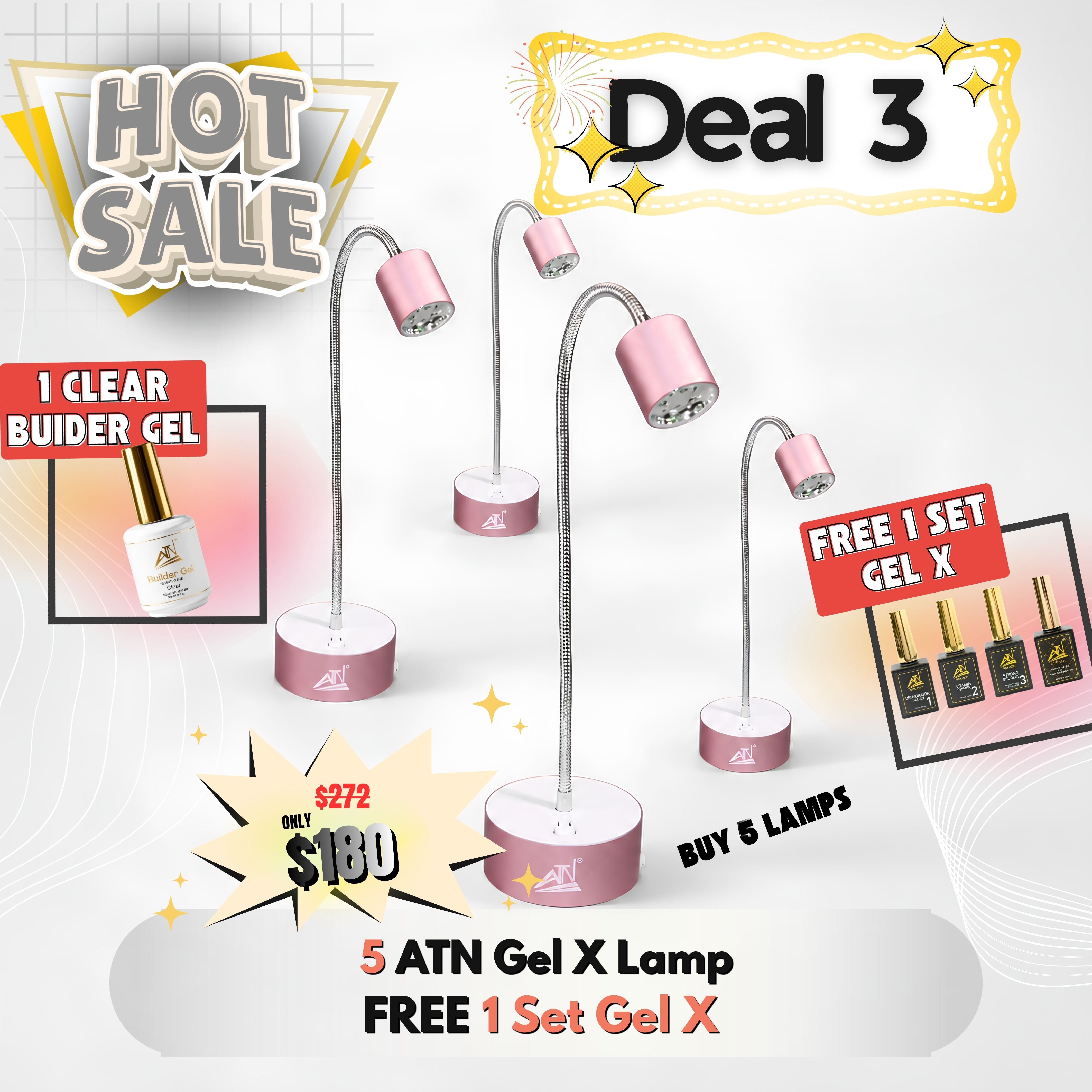 Deal 3: Buy 5 ATN Gel X Lamps, Get 1 Gel X Set & 1 Clear Builder Gel FREE