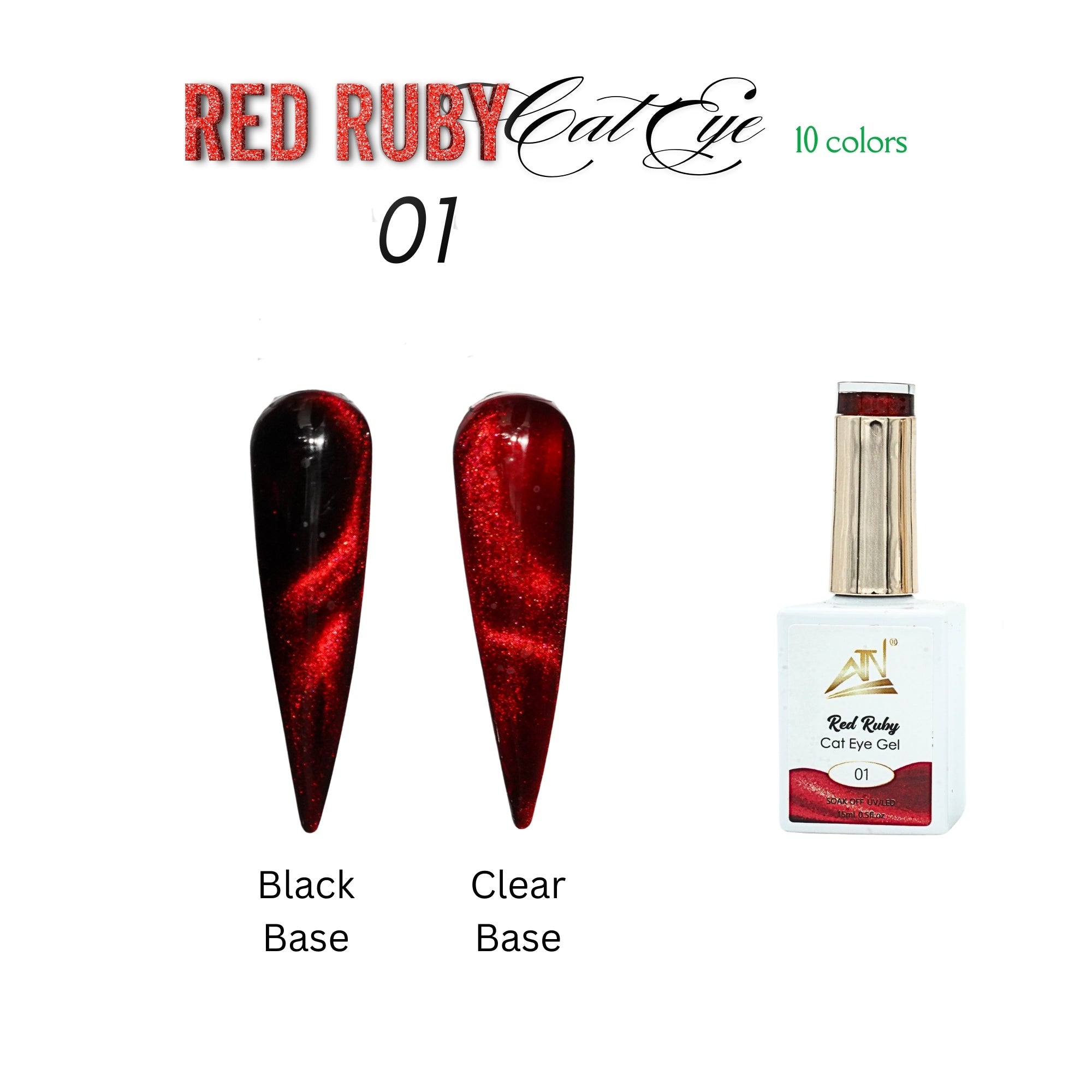Red Ruby Cat Eye - Set 10 Colors