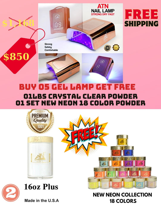 Buy 05  Lamp Gel Rose gold get 01 LBS Crystal Clear + New neon Collection 18 colors