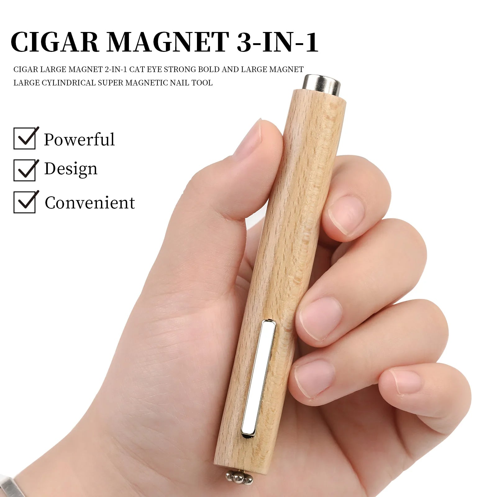 Nam châm gỗ 3 trong 1 cho móng tay mắt mèo