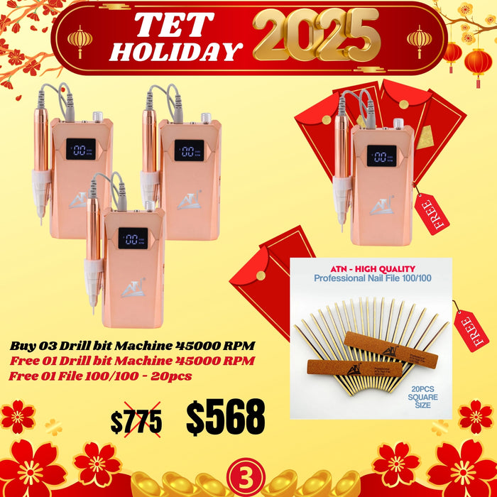 Tet Holiday 2025 - Buy 03 Drill bit Machine 45000 RPM, Free 01 Drill bit Machine 45000 RPM, Free 01 File 100/100 - 20pcs