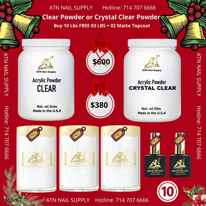 CHRISTMAS SALE 2023- CLEAR POWDER OR CRYSTAL CLEAR POWDER - BUY 10LBS FREE 03 LBS + 2 MATTE TOP COAT(10)