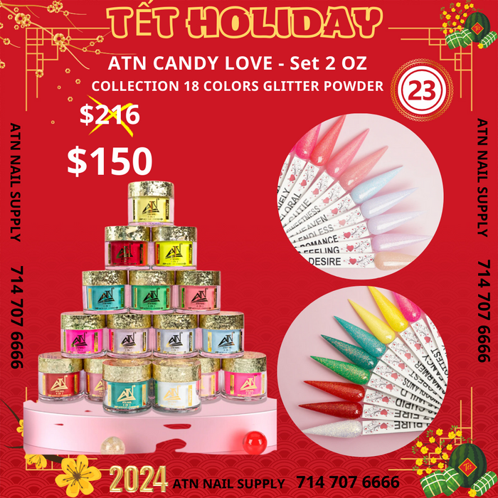 TET HOLIDAY - ATN CANDY LOVE - SET 2 OZ - COLLECTION 18 COLORS GLITTER POWDER (23)