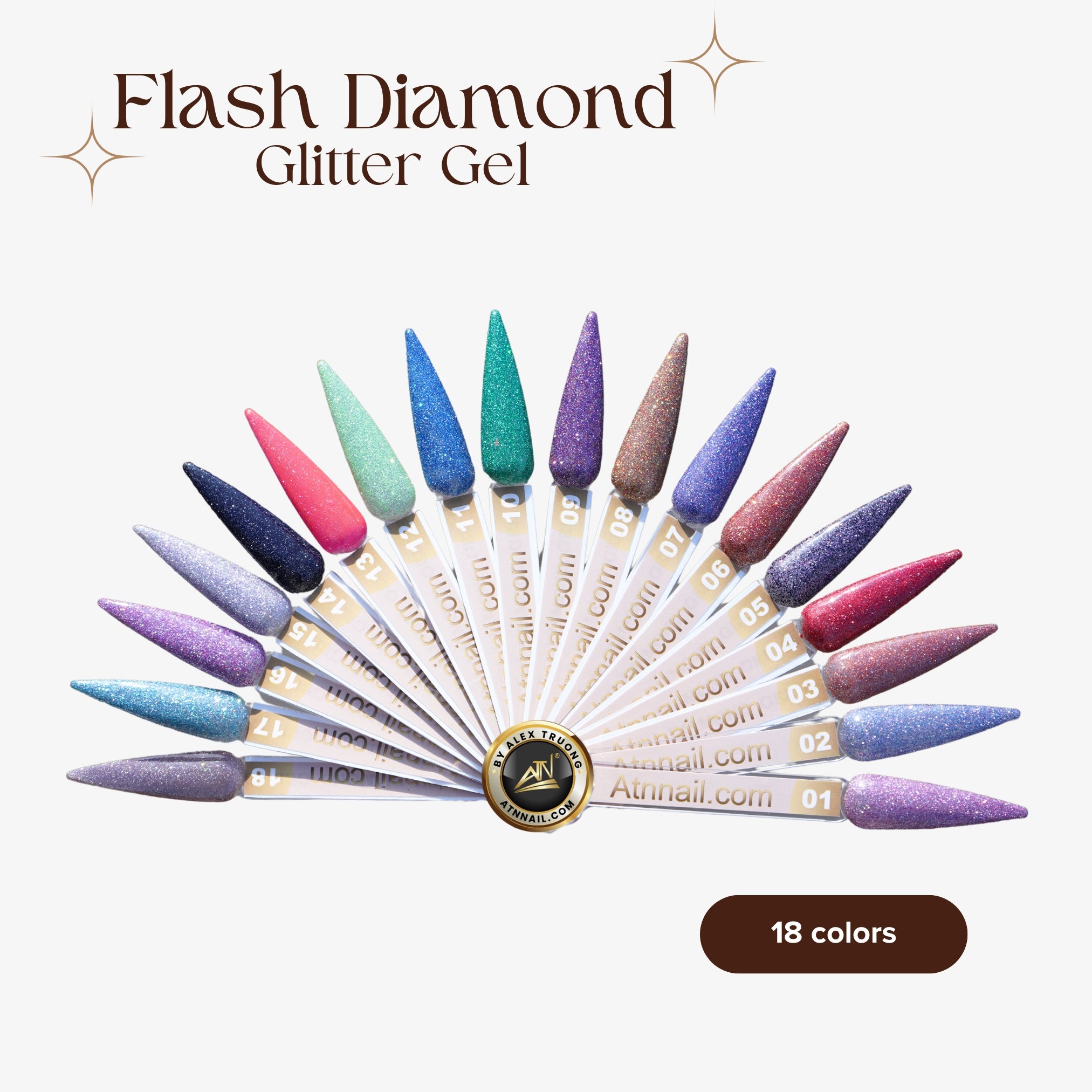 ATN Flash Diamond Glitter Gel - Set 18 Colors
