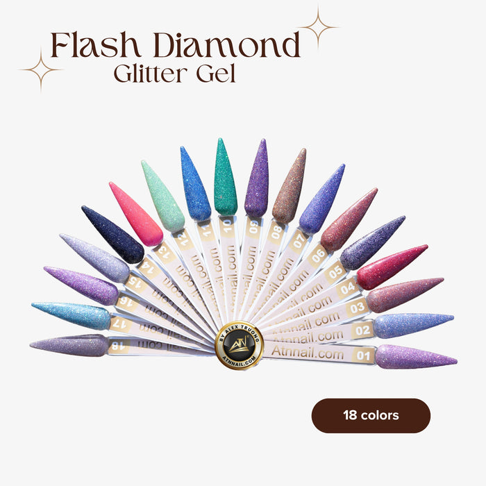 GEL – Flash Diamond Glitter Gel - Set 18 Colors