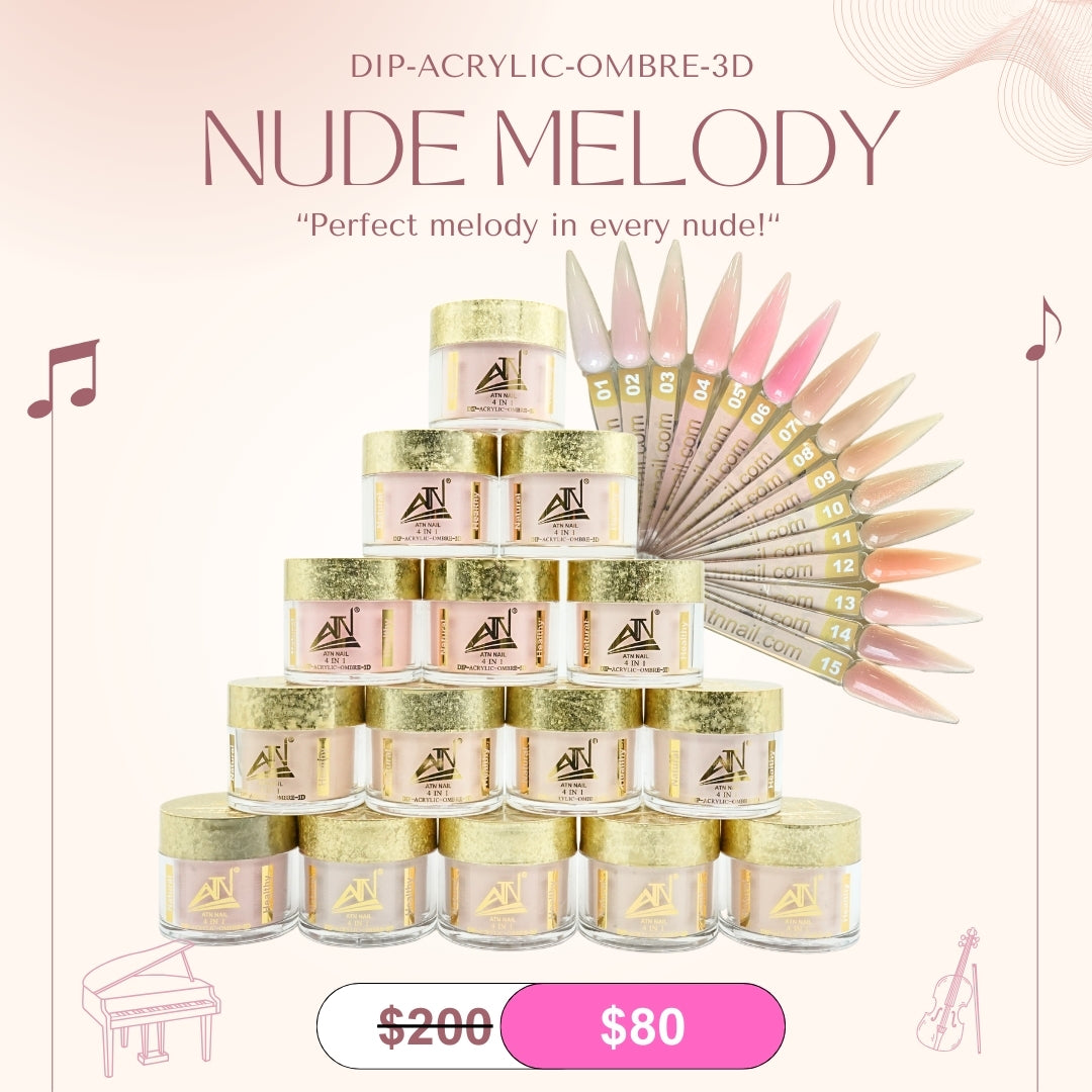 Nude Melody Acrylic Powder 2oz - Set NM 15 Colors
