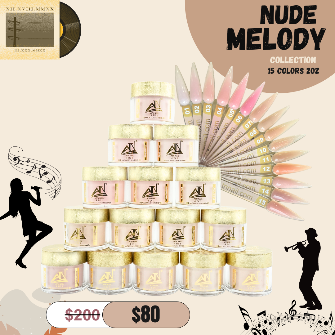 Nude Melody Acrylic Powder 2oz - Set NM 15 Colors