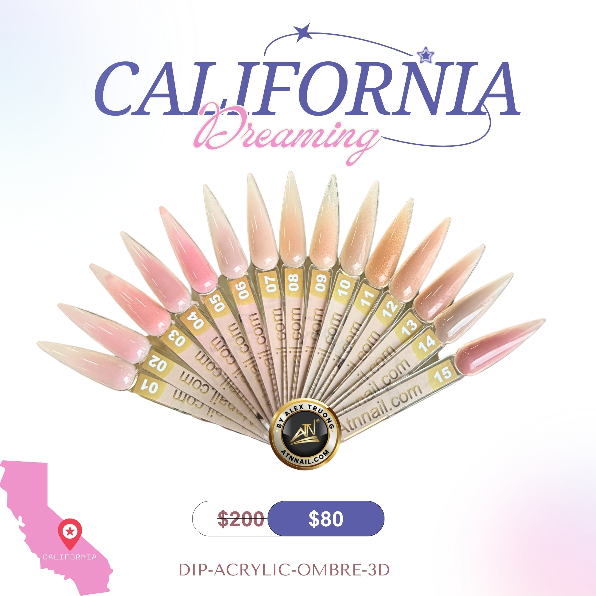 California Dream Acrylic Powder 2oz - Set CD 15 Colors