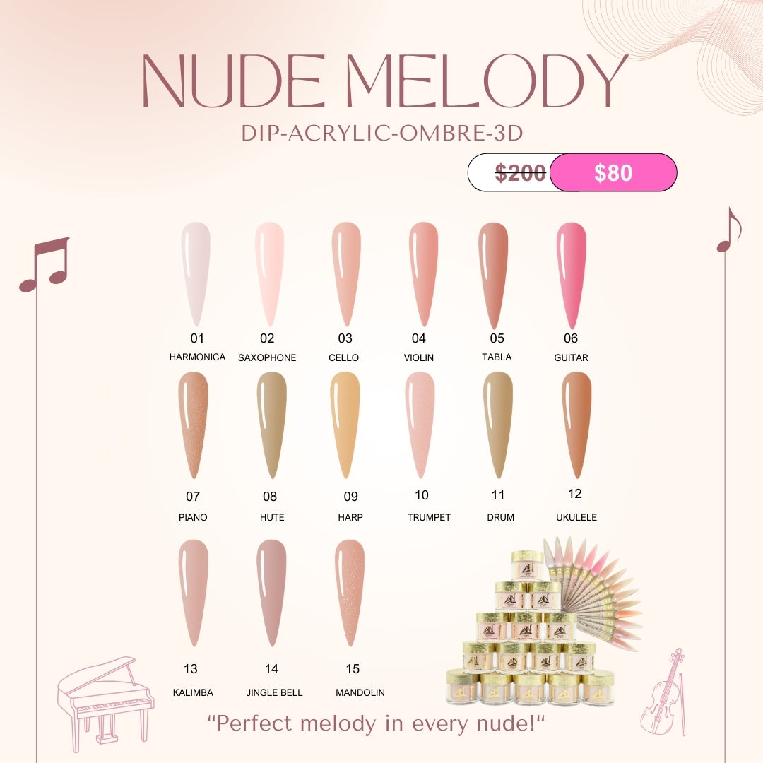 Nude Melody Acrylic Powder 2oz - Set NM 15 Colors