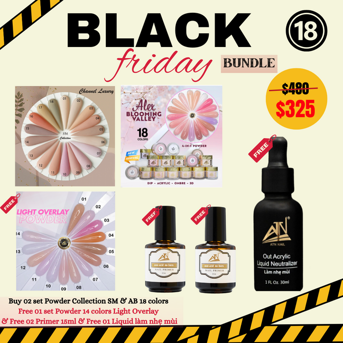 Black Friday 2024 - Buy 2 set powder collection SM & AB 18 colors FREE 01 set powder 14 colors Ligh Overlay & FREE 2 Primer 15ml & FREE 01 ATN Liquid Monomer ODOR OUT (18)