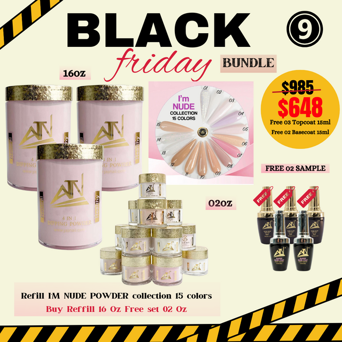 Black Friday 2024- REFILL SET I'M NUDE COLLECTION 15 COLORS -16Oz FREE SET I'M NUDE POWDER COLLECTION 15 COLORS - 02OZ + 3TOP COAT 15ML+2 BASE COAT 15ML (9)