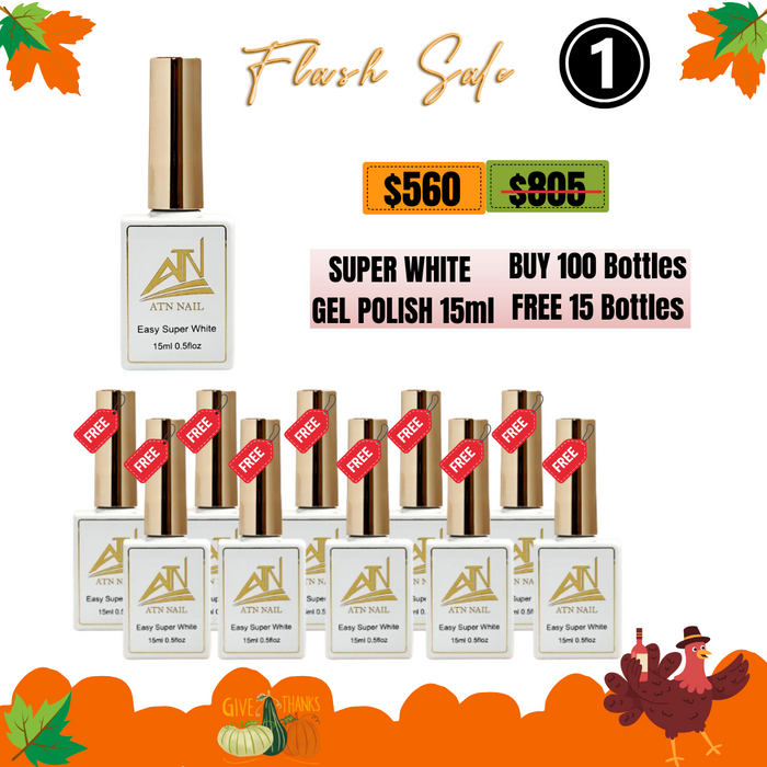 FS1101 SUPER WHITE  GEL POLISH 15ml BUY 100 Bottles FREE 15 Bottles