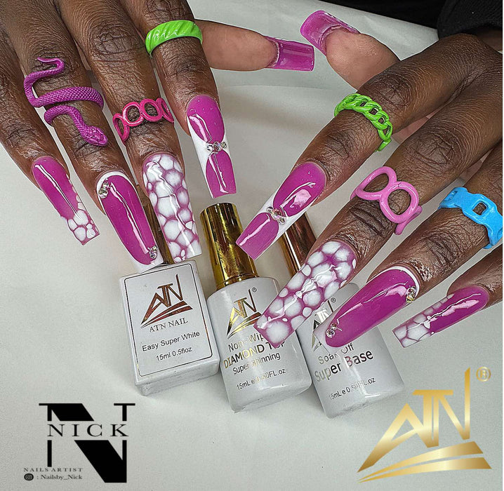 ATN New Diamond Top Coat  – No Wipe Gel Top for Mirror Shine & Long-Lasting Nails | LED/UV Curing | Professional Finish