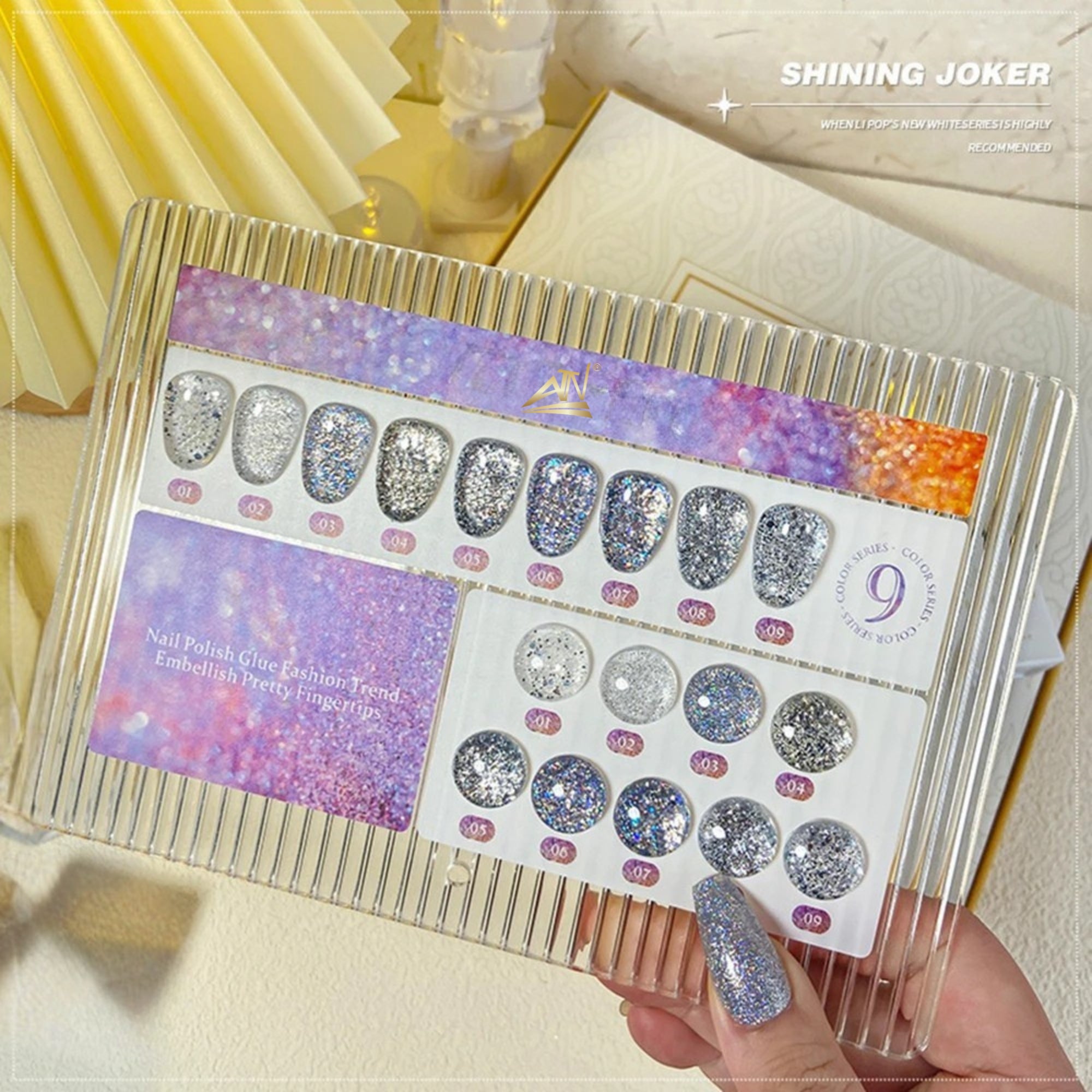 ATN Holographic Glitter Gel Polish - Set 9 Colors