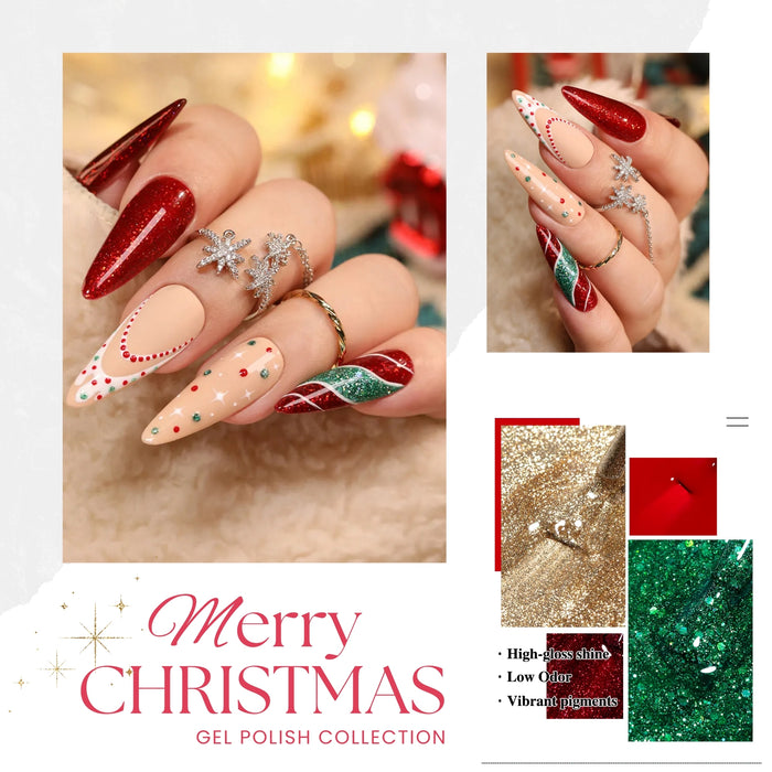 DM Merry Christmas Gel Polish Collection - 18 colors Free 6 pcs of nail charms