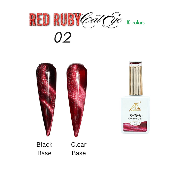 ATN Fashion Nail Art - Red Ruby Cat Eye Gel Nail Polish 10 colors