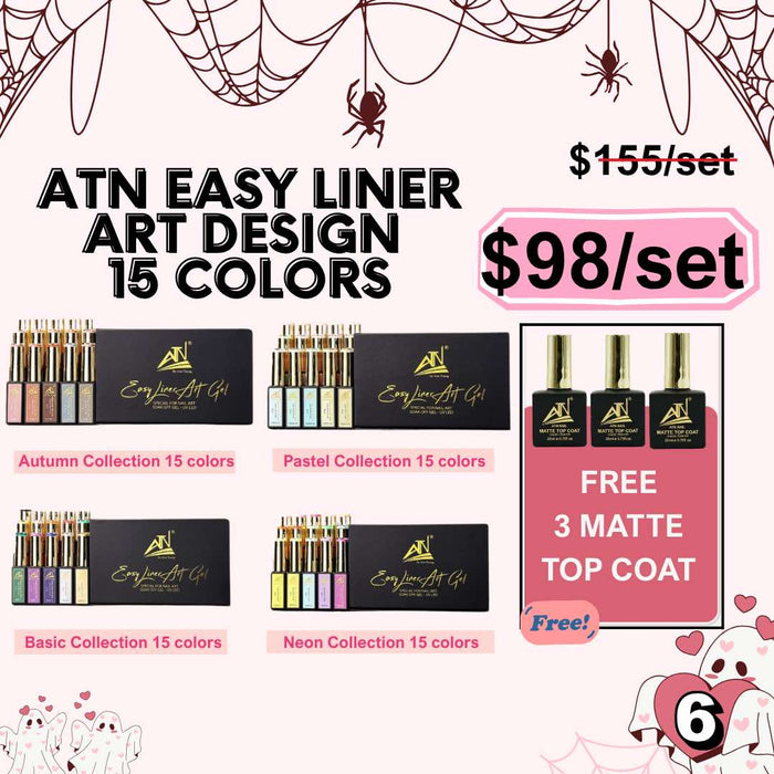 [FS1014] ATN Easy Liner Art Design - 15 Colors FREE 3 Matte Top Coat