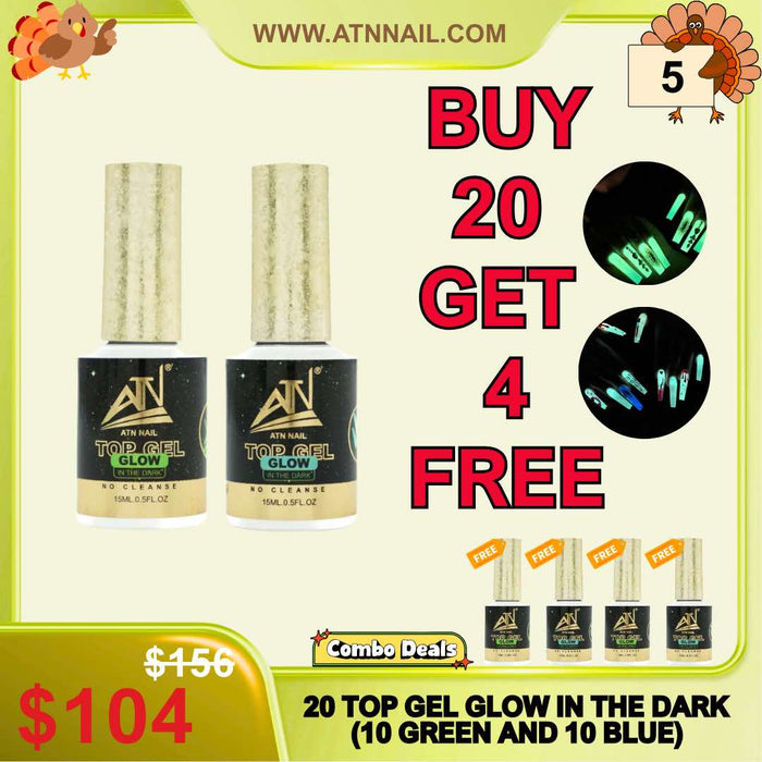 [FS1104] 24 Top Gel Glow In The Dark (12 Green + 12 Blue)