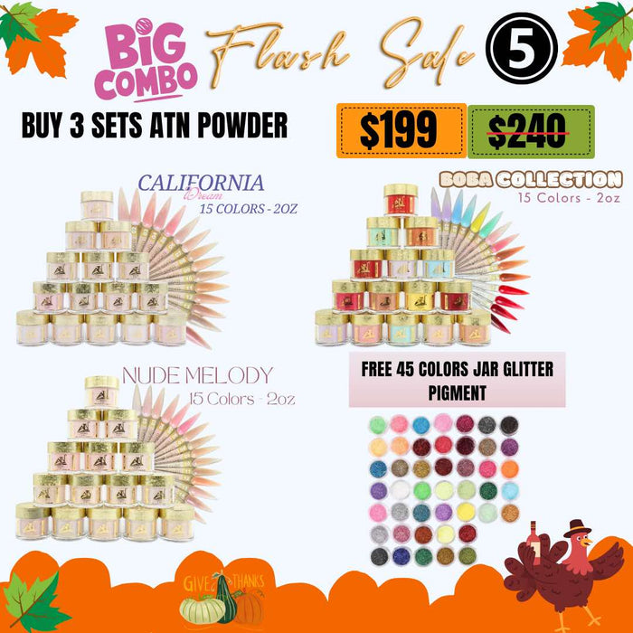 [FS1112] Bundle 3 Powder Collections + 45 Colors Pigment Jars