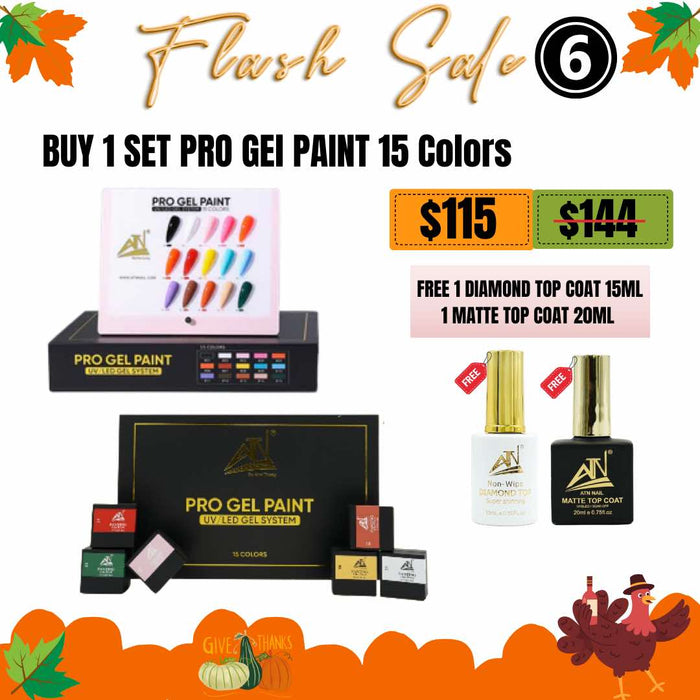 [FS1112] Bundle 1 Set Pro Gel Paint + 1 Diamond Top Coat + 1 Matte Top Coat