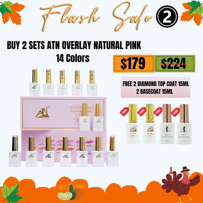 [FS1112] Bundle 2 Sets Overlay Natural Pink + 2 Diamond Top + 2 Base Coat