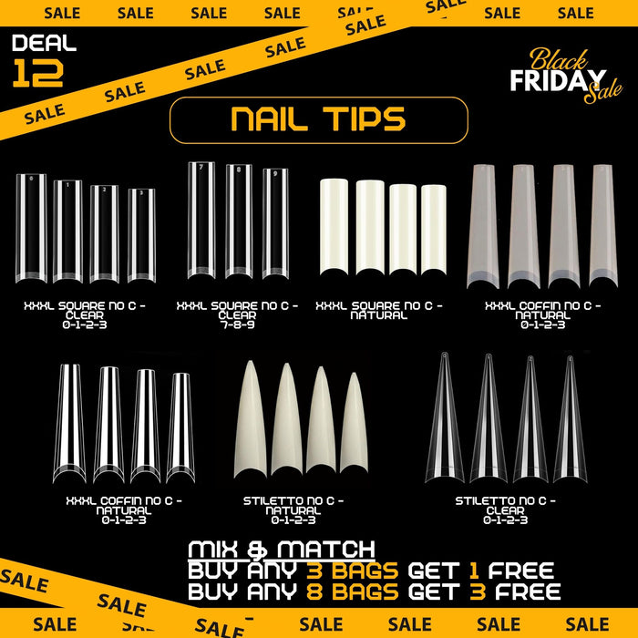BLACK FRIDAY 2025 [12] - NAIL TIPS - BUY 3 GET 1 FREE | BUY8 GET 3 FREE