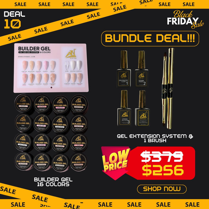 BLACK FRIDAY 2025 [10] - BUNDLE GEL 16 COLORS + GEL EXTENSION SYSTEM & 1 BRUSH