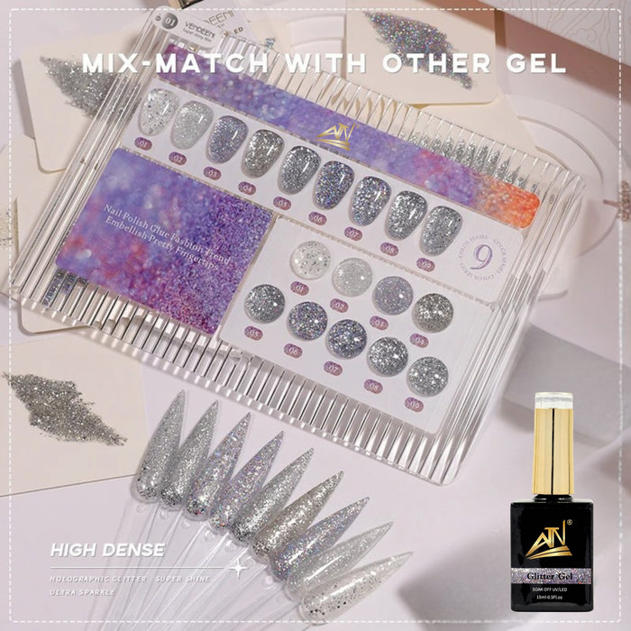 ATN GEL POLISH _ HOLOGRAPHIC GLITTER SUPER SHINE - 9 colors
