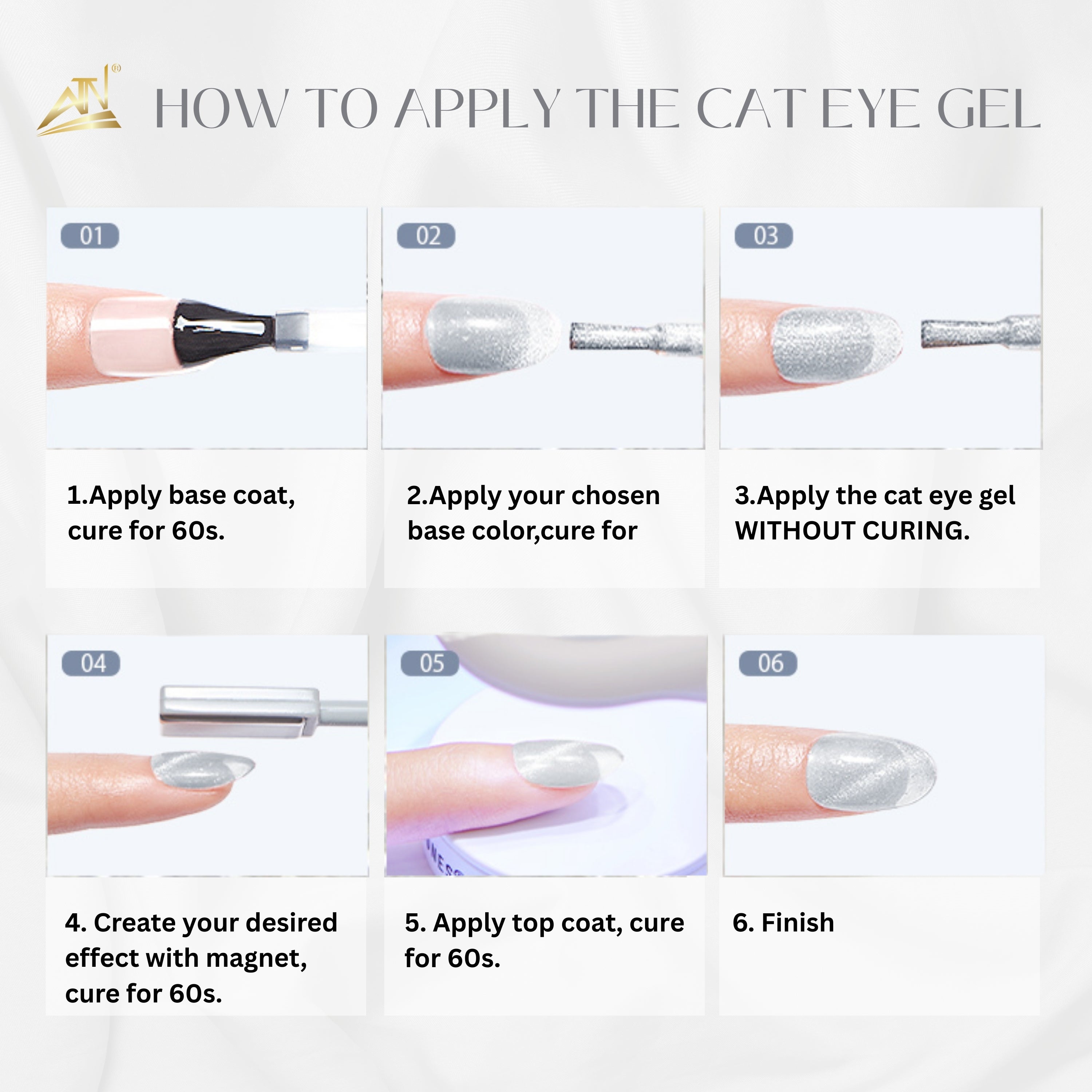 Gel mắt mèo ATN – Bạch kim bạc 15ml