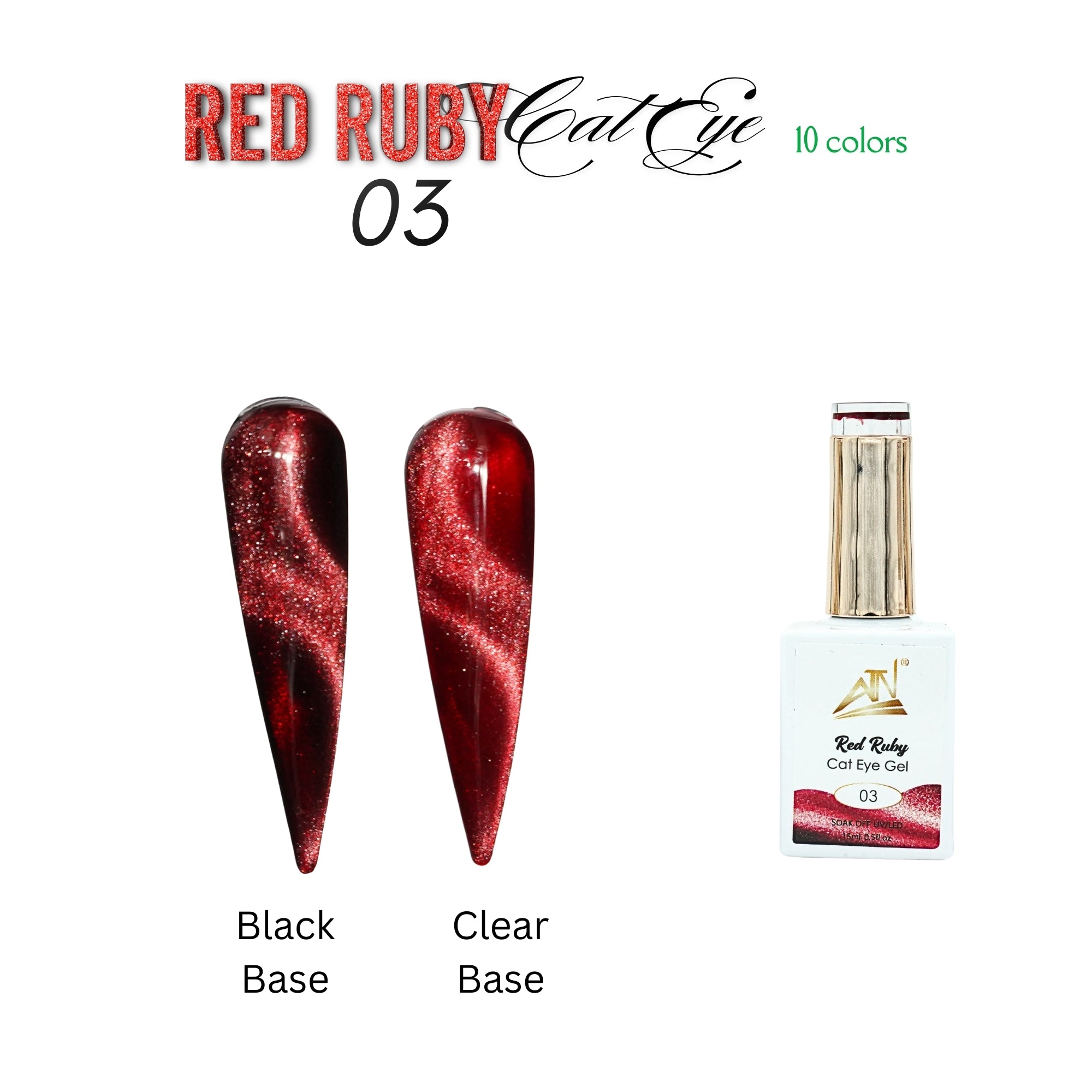 Red Ruby Cat Eye - Set 10 Colors