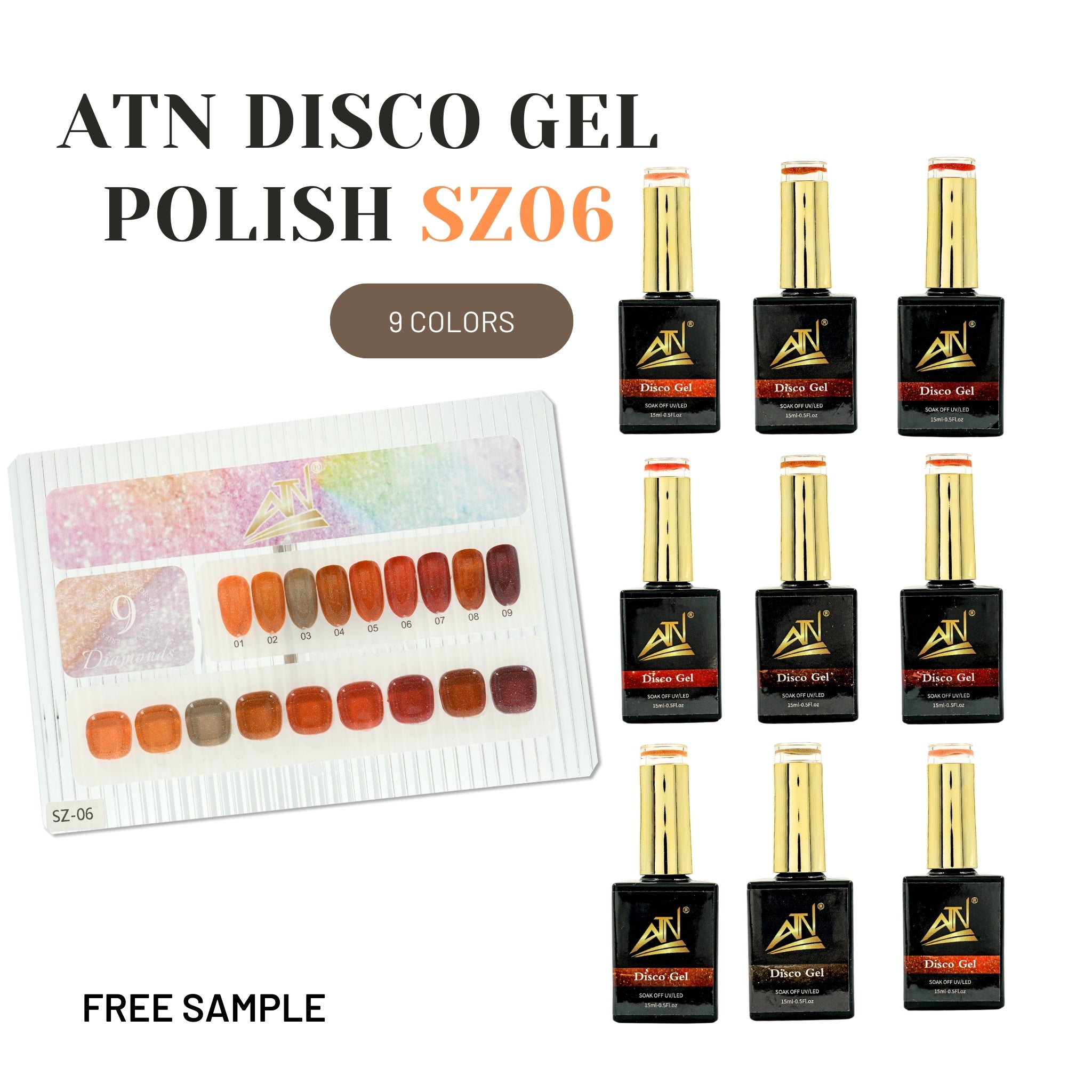 Disco Gel Polish - Set 9 Colors