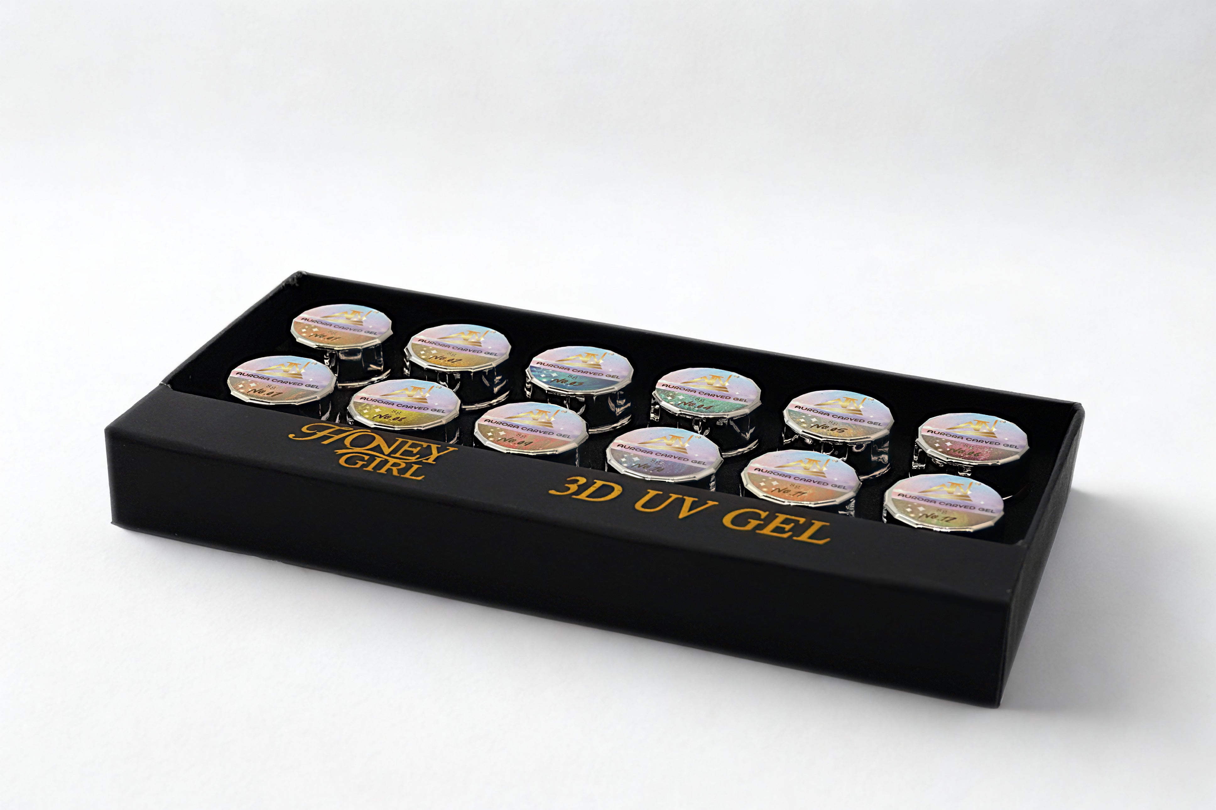 Honey Girl 3D UV Gel - Aurora Carved Gel Set (12 Colors)
